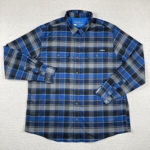 Eddie Bauer Shirt Mens XXL Classic Blue‎ Plaid Country Hike Camp Cabin Outdoors